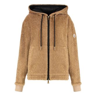 Moncler Faux Fur & Shearling Jackets, female, Brown, Size: XS Reversible Padded Hoodie