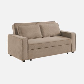 Sweeek Sweeek - Sof&aacute; Cama De Pana De 3 Plazas, Chill, Beige, 172.5x91.5x88.5 Cm