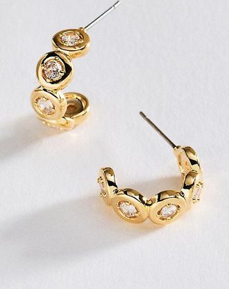 Anthropologie Bezel-Set Crystal Hoop Earrings