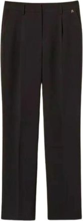 Twinset Crepe Broek - Dames - Straight fit broeken - Zwart - S - Leer - Broeken