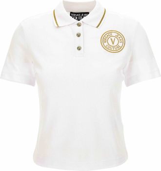 Versace Jeans Couture Polo van Katoen Piqu&eacute; - Dames - Polos - Wit - L - Katoen - Tops