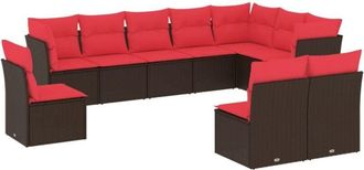 vidaXL Vidaxl - 10 Piece Garden Sofa Set with Cushions Brown Poly Rattan