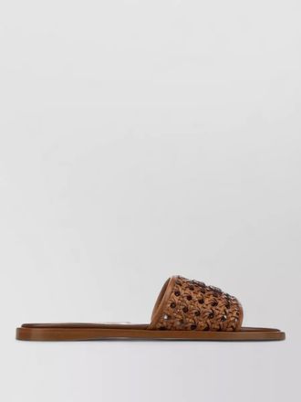 Miu Miu flat sole open toe woven slides