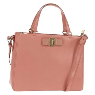 Ferragamo Pre-owned Handbags, female, Pink, Size: ONE SIZE Pre-owned Leather Handbag
