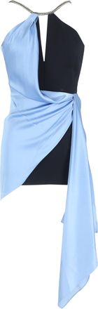 DAVID KOMA Embellished Halter Neck Mini Dress in Blue and Black Triacetate