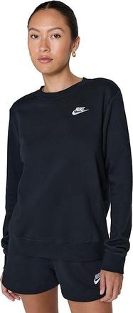 Nike Sportswear Club Fleece Crew Neck Sweatshirt Womens Sweatshirt Black/White : XL (US 16-18), Cotton/Fleece/Polyester