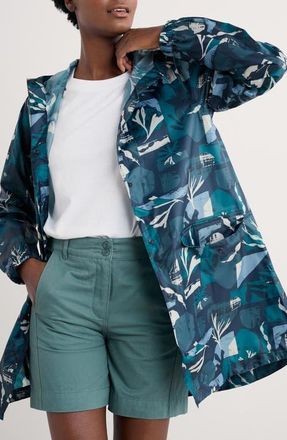 Seasalt Cornwall Pack-It Waterproof Hooded Raincoat in Marine Forms Lake at Nordstrom, Size 8-10 Us