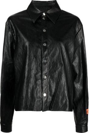 Heron Preston shimmer-finish long-sleeve shirt - women - Polyurethane/Polyester/Viscose/Metal/Cotton/Other fibres - L - Black
