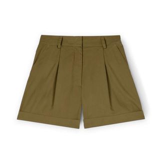 Motivi Pleated Shorts - Dames - Bermuda - Groen - XS - Katoen - Korte Broeken