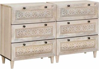 vidaXL Vitrina 2 pcs Blanco 60 x 33 x 75 cm madera maciza de mango vidaXL