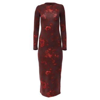 Reformation Tommie Knit Midi Dress in Burgundy Lyocell