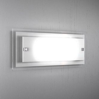 Top-Light Applique Moderna Tray Metallo e Vetro Bianco 2 Luci E27