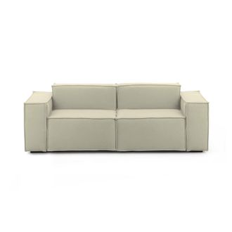 Talamo Italia Talamo Italia - Divano Fisso Paola, Divano Componibile A 2 Posti Lineare, 100% Made In Italy, Sof&agrave; Moderno Da Soggiorno In Tessuto, Cm 220x95h70, Beig