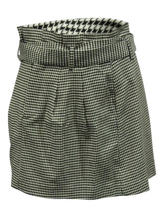 Alice & Olivia Mini-rok met ceintuur en pied-de-poule print - Zwart