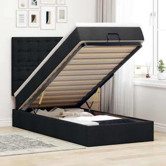 vidaXL Cama Otomana Con Colch&oacute;n Negra 90x200 Cm Tela Vidaxl