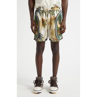 Amiri Paradise Print Shorts in Green/White Multi at Nordstrom, Size Xx-Large