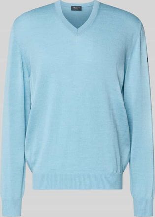 Maerz MAERZ Muenchen Strickpullover aus Schurwolle mit V-Ausschnitt in Hellblau, Größe 48