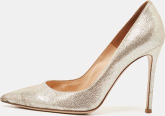 Gianvito Rossi Metallic Suede Pointed Toe Pumps