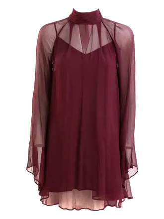Staud high-neck long-sleeve dress - women - Viscose - M - Red
