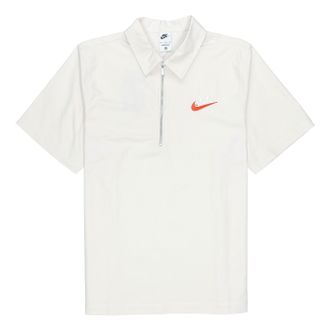 Nike Half Zipper Solid Color Short Sleeve Polo Shirt White DM5284-030