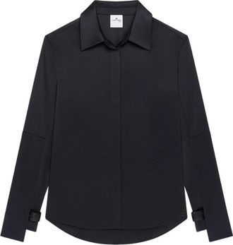 Courr&egrave;ges Satijnen Blouse - Dames - Overhemden - Zwart - 2XS - Satijn - Overhemden
