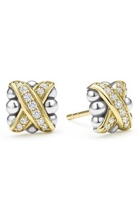 Lagos Embrace Pavé Diamond & Caviar Stud Earrings in Metallic at Nordstrom