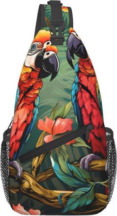 Generic Parrot Couple Chest Bag Trendy Crossbody Bag Anti Theft Backpack For Outdoors Cycling Shopping