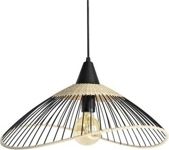 Seynave L&aacute;mpara Colgante 1x E27 Rat&aacute;n Negro/natural Kasteli, D.45 Cm Seynave