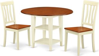 East West Furniture Dining Room Set Buttermilk & Cherry, SUAN3-BMK-W