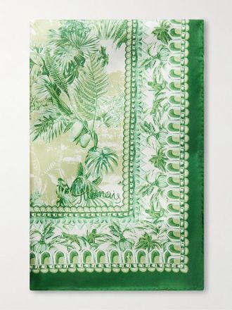 Alemais Foulard In Twill Di Seta Stampato Sara - Verde