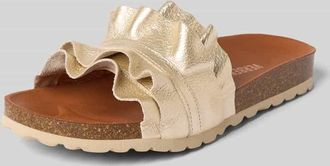 Verbenas Slippers aus echtem Leder-Mix Modell Rocio in Gold, Gr&ouml;&szlig;e 40