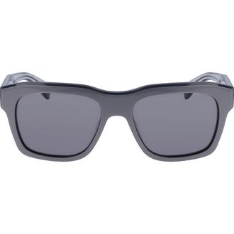 Ferragamo 56mm Polarized Rectangular Sunglasses in Metallic Grey at Nordstrom Rack