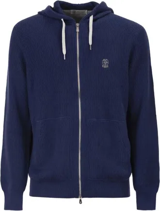 Brunello Cucinelli Hoodies & sweatvesten, Heren, Blauw, S, Zip-throughs