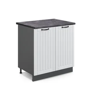 Vicco Armario Bajo Para Fregadero Fame-line, Blanco Casa De Campo, 80 Cm Con Estante, Et Antracita Vicco