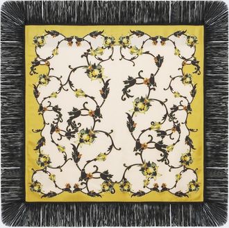 La DoubleJ Buttercup reversible fringed silk scarf