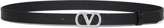 Valentino Garavani VLogo Signature Riem - Dames - Riemen - Zwart - 90 CM - Leer - Accessoires