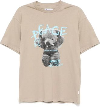 Izzue graphic-print T-shirt - women - Cotton - M - Neutrals