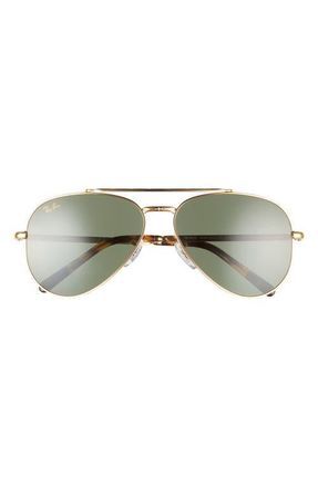 Ray-Ban New Aviator 58mm Pilot Sunglasses in Legend Gold /Black Green at Nordstrom