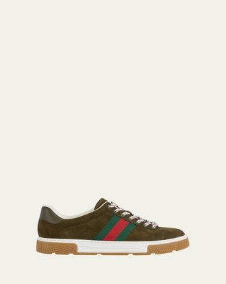 Gucci Mens Ace Suede Low-Top Sneakers