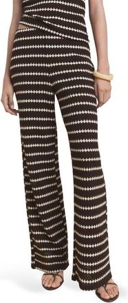 Mango Wavy Stripe Knit Pull-On Straight Leg Pants in Brown at Nordstrom, Size Xx-Large