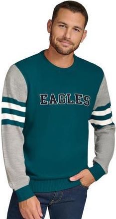 Tommy Hilfiger Mens Tommy Hilfiger Midnight Green/Heather Gray Philadelphia Eagles Acrylic Crewneck Pullover Sweatshirt at Nordstrom, Size Xx-Large