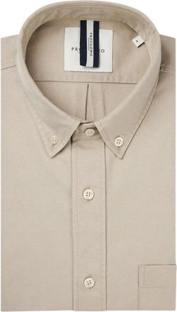 Profuomo Relaxed Fit Shirt - Heren - Casual Overhemden - Beige - L - Katoen - Overhemden