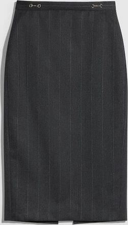 Gucci Pinstripe Wool Pencil Skirt, Black