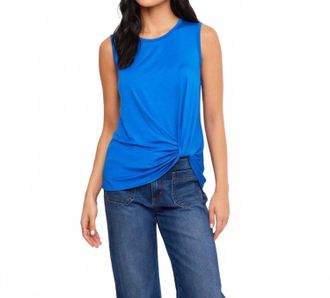 Karen Kane Sleeveless Pick-Up Top In Blue