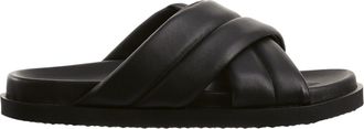 H&ouml;gl Black Tessa Padded Crisscross Leather Slippers