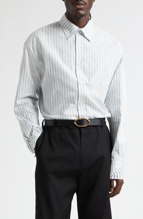 Jacquemus La Chemise Letro Logo Stripe Jacquard Button-Up Shirt in Jacquard Logo Stripes Typ at Nordstrom, Size 40 Us