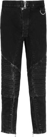 Balmain MenS Black Acid Wash Denim Pants, Size 34