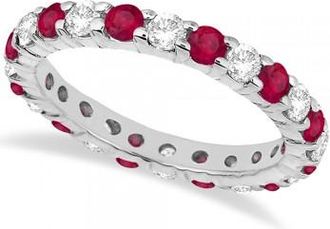Allurez Eternity Diamond & Ruby Ring Band 14k White Gold (2.35ct)
