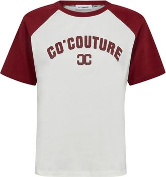 Co'Couture Tops, Dames, Wit, M, Katoen, Sporty Edgecc Block T-shirt met Slimme Print