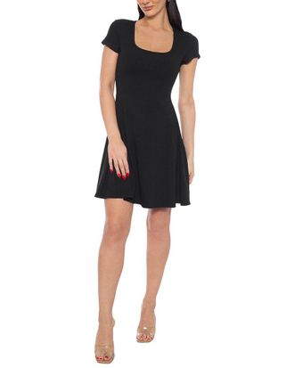 Bebe Rib Short Sleeve Godet Dress